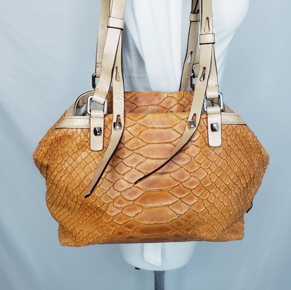 *Last Chance* Francesco Biasia Python Hobo Shoulder Bag Rare Snakeskin Leather - Picture 3 of 16